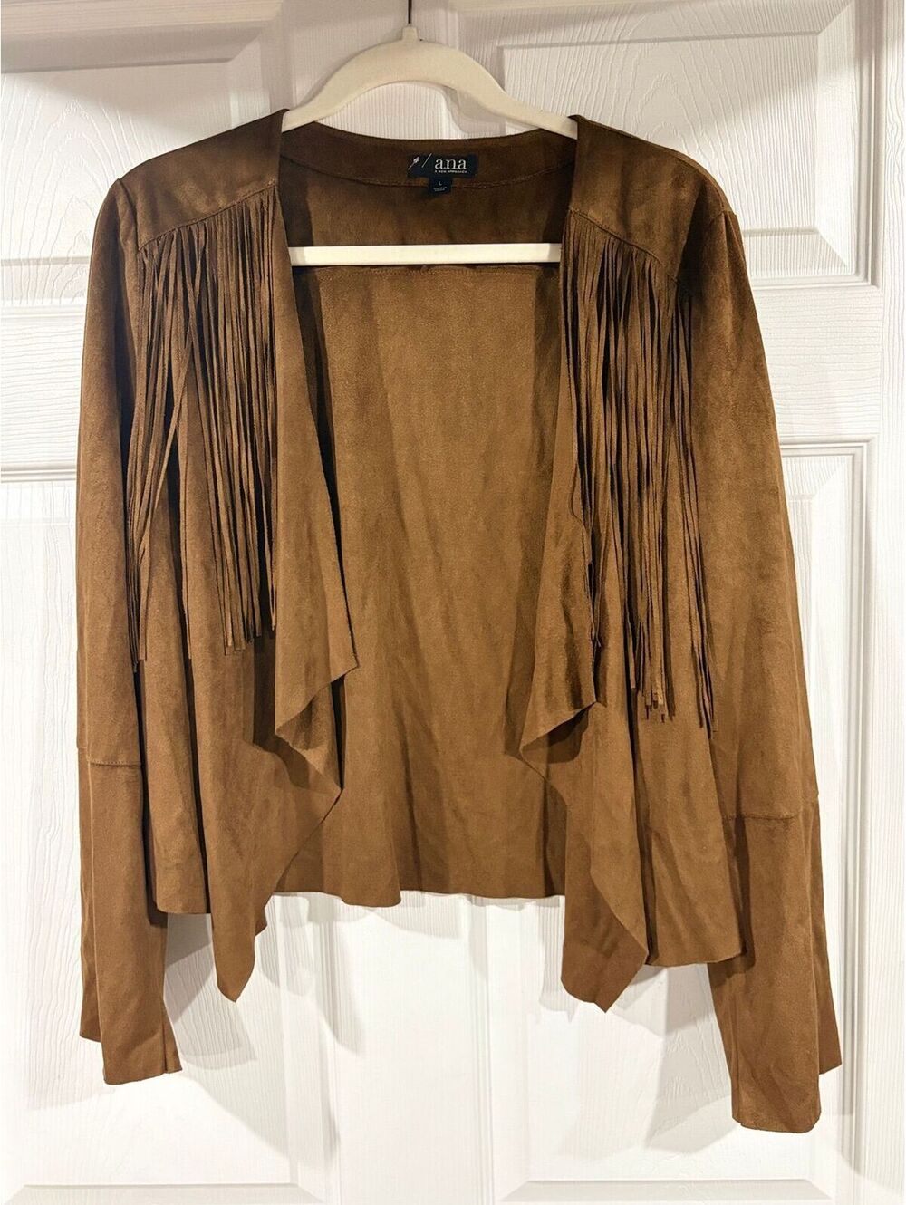#294 Brown faux suede shacket with fringe
